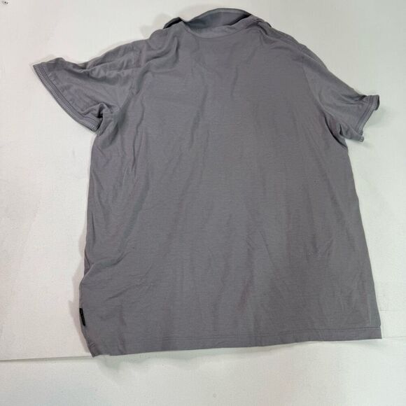 Ted Baker Polo Shirt Mens Medium Ted 3 Gray Birdseye Stripe Collar Pullover - Picture 5 of 8